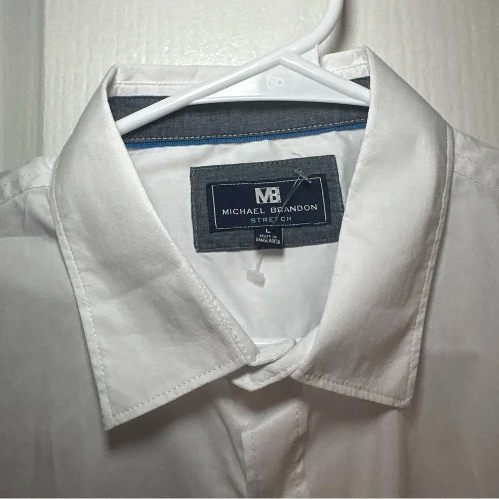 Michael‎ Brandon Men’s Button Down White Shirt Size Large Color White